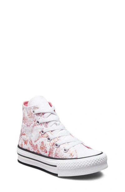 Converse Kids' Chuck Taylor® All Star® Eva Lift High Top Platform Sneaker  In White/ Madder Pink/ Black | ModeSens