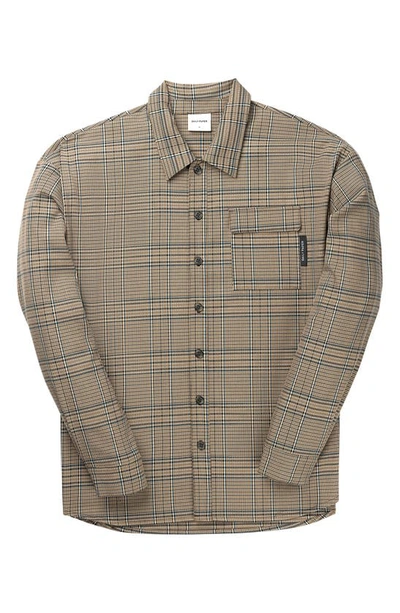 Shop Daily Paper Horace Plaid Button-up Shirt In Beige/ Blue