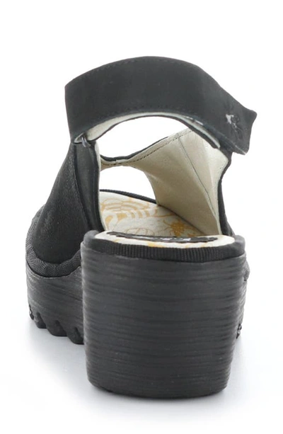 Shop Fly London Yeay Peep Toe Sandal In Black Cupido