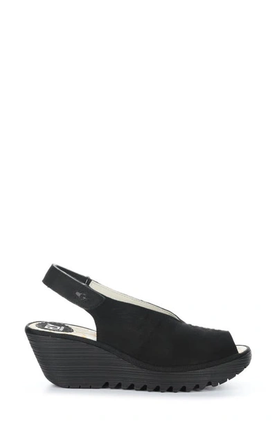 Shop Fly London Yeay Peep Toe Sandal In Black Cupido