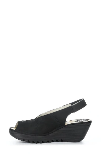 Shop Fly London Yeay Peep Toe Sandal In Black Cupido