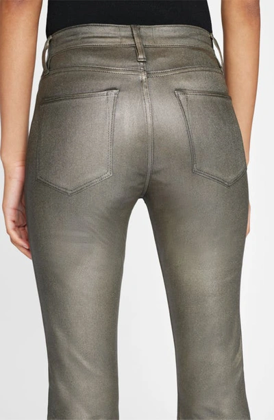 Shop Frame Le High Waist Flare Jeans In Pewter