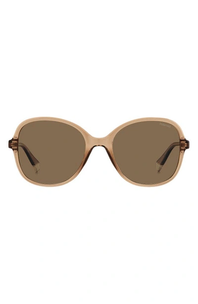 Polaroid 54mm Polarized Round Sunglasses In Beige/ Bronze Polarized |  ModeSens