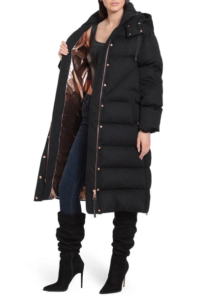 Shop Avec Les Filles Thermalpuff™ Longline Puffer Coat In Black