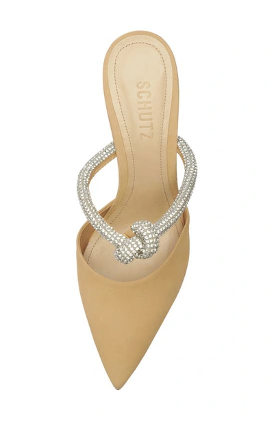 Schutz Women's Pearl Crystal-embellished Leather Mules In Light Nude