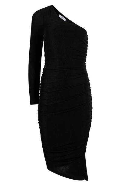 Shop Likely Mindy One-shoulder Long Sleeve Asymmetric Hem Dress In Black