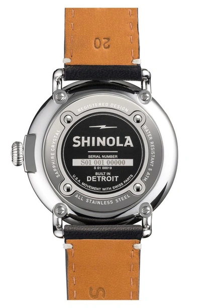 Shop Shinola 'the Runwell' Leather Strap Watch, 41mm In Black/ White