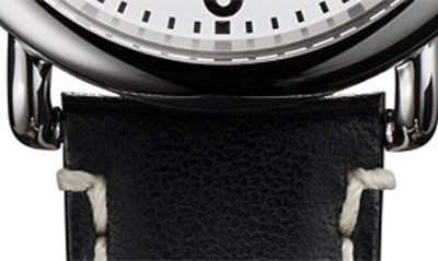 Shop Shinola 'the Runwell' Leather Strap Watch, 41mm In Black/ White