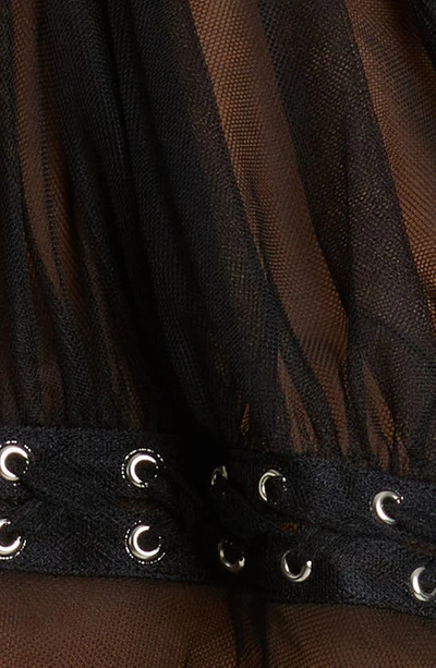 Shop Noir Kei Ninomiya Sheer Tulle Button-up Blouse In Black