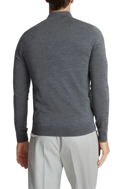 Reiss Mitchell Melange Funnel Neck Half Zip Pullover In Mid Grey