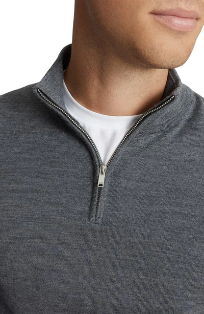 Reiss Mitchell Melange Funnel Neck Half Zip Pullover In Mid Grey