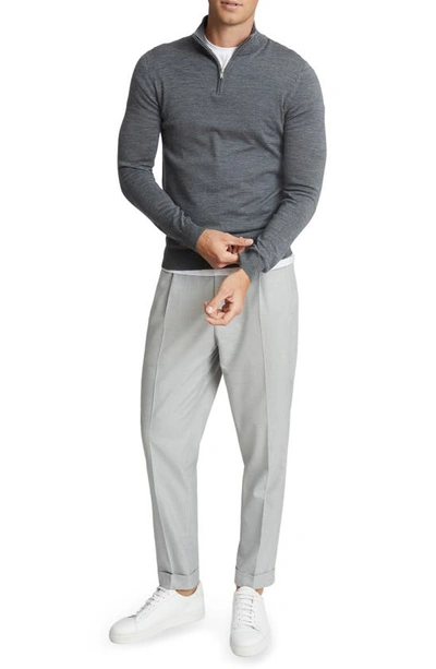 Reiss Mitchell Melange Funnel Neck Half Zip Pullover In Mid Grey