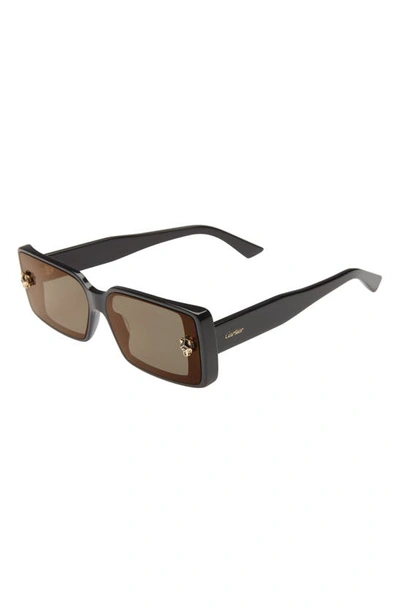 Shop Cartier 64mm Oversize Rectangular Sunglasses In Black