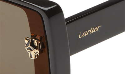 Shop Cartier 64mm Oversize Rectangular Sunglasses In Black