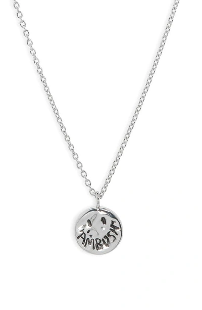 Shop Ambush Smiley Pendant Necklace In Silver