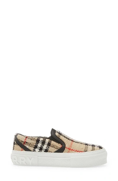 Shop Burberry Curt Check Slip-on Sneaker In Archive Beige Chk