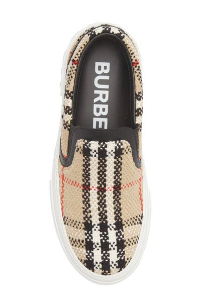 Shop Burberry Curt Check Slip-on Sneaker In Archive Beige Chk