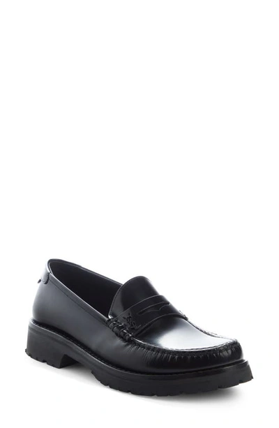 Shop Saint Laurent Le Loafer Monogram Penny Loafer In Nero/ Nero