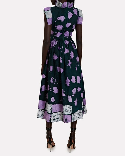 Shop Busayo Jide Ruffled Printed Cotton Midi Dress In Multi