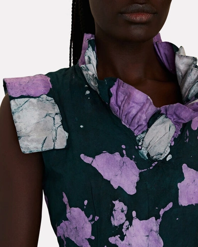 Shop Busayo Jide Ruffled Printed Cotton Midi Dress In Multi