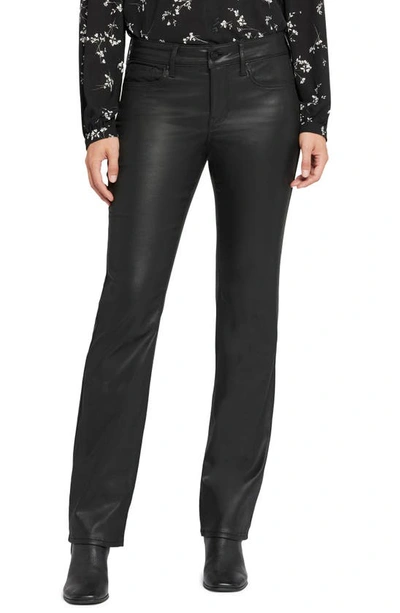 Nydj Marilyn Faux Leather High Rise Straight Jeans In Black In Black Coated