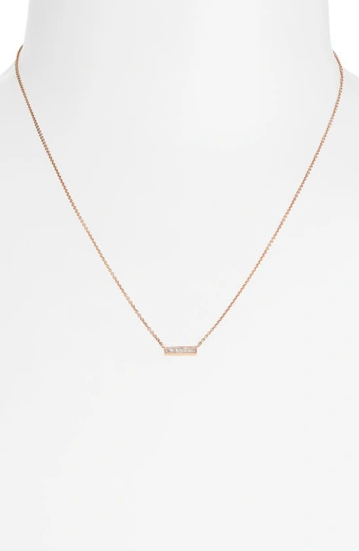 Shop Sethi Couture Diamond Bar Pendant Necklace In Rose Gold/diamond