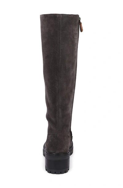 Gentle Souls By Kenneth Cole Brandon Lug Sole Knee High Boot In Charcoal Suede