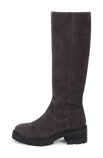 Gentle Souls By Kenneth Cole Brandon Lug Sole Knee High Boot In Charcoal Suede