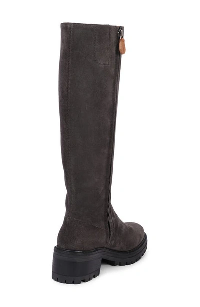 Gentle Souls By Kenneth Cole Brandon Lug Sole Knee High Boot In Charcoal Suede