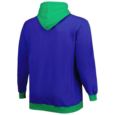 Shop Mitchell & Ness Royal/green Seattle Seahawks Big & Tall Big Face Pullover Hoodie In Navy