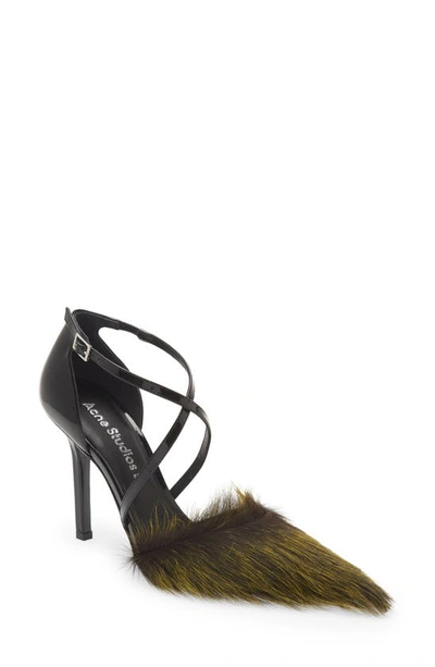 Shop Acne Studios Bepointy Faux Fur Pump In Yellow/ Black