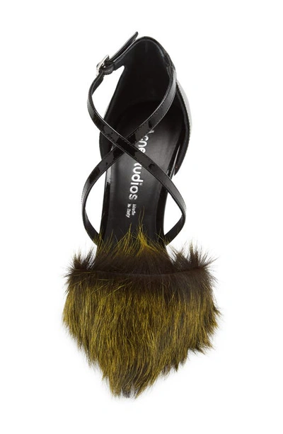 Shop Acne Studios Bepointy Faux Fur Pump In Yellow/ Black