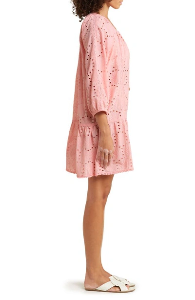 Shop Melissa Odabash Ashley Eyelet Detail Cotton Cover-up Tunic In Rose