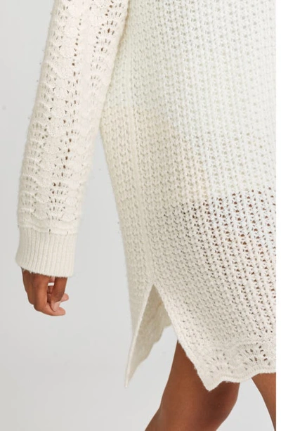 Shop Loro Piana Long Sleeve Cashmere & Silk Sweater Minidress In 1000 White