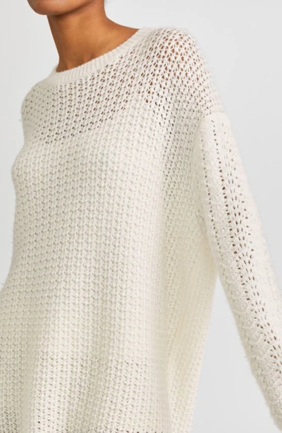 Shop Loro Piana Long Sleeve Cashmere & Silk Sweater Minidress In 1000 White