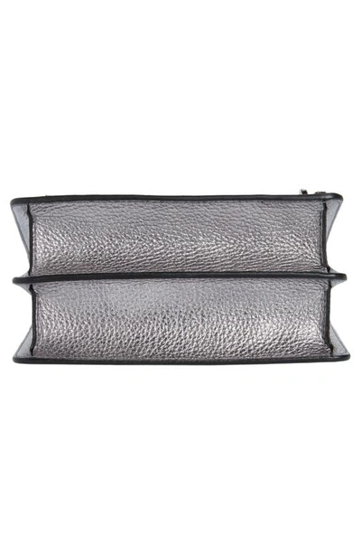Shop Strathberry Mini East/west Leather Crossbody Bag In Dark Silver