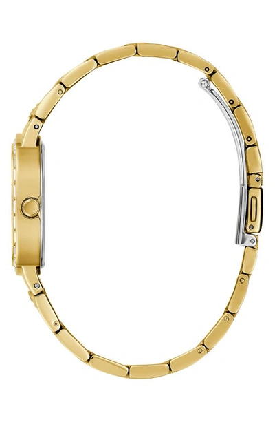 Shop Guess Crystal Square Bracelet Watch, 32mm In Gold/silver/gold