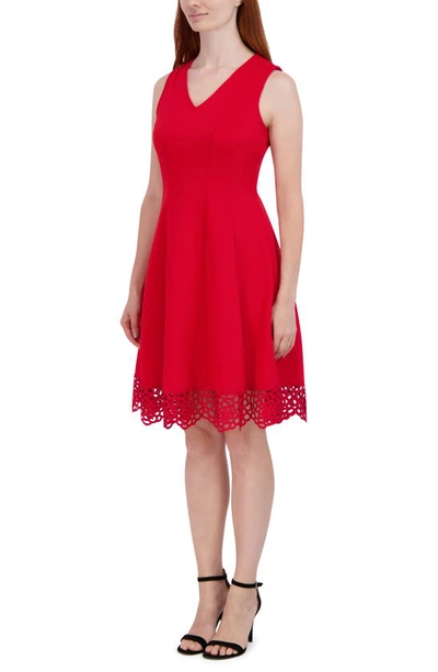 Shop Donna Ricco V-neck Fit & Flare Dress In Red