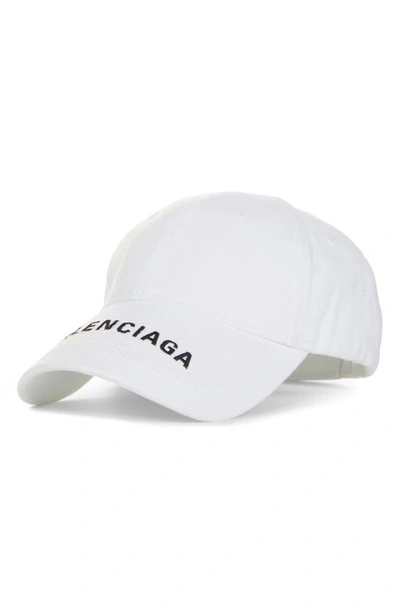 Shop Balenciaga Logo Brim Hat In White/ Black