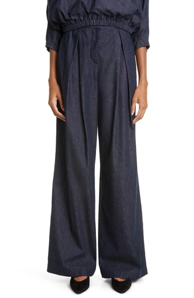 Shop Co Tton Chambray Wide Leg Trouser Jeans In 410 Indigo