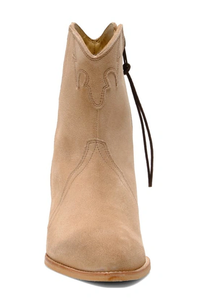 Shop Free People New Frontier Western Bootie In Pearl Sand Suede