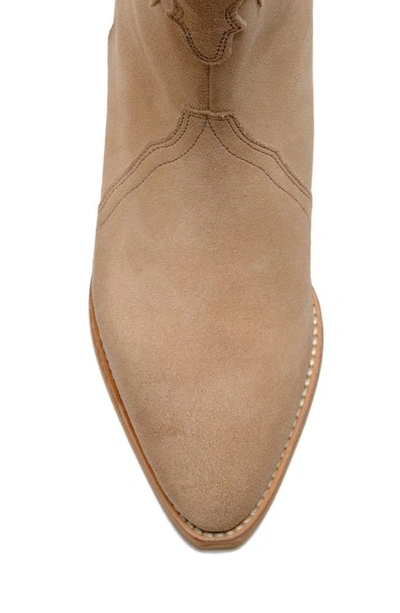 Shop Free People New Frontier Western Bootie In Pearl Sand Suede