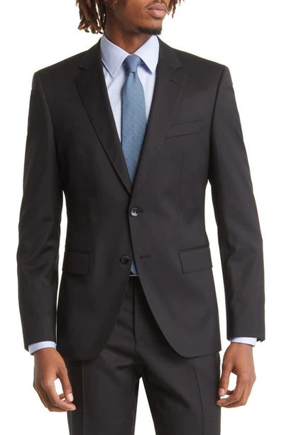 Shop Hugo Boss Virgin Wool Suit In Black