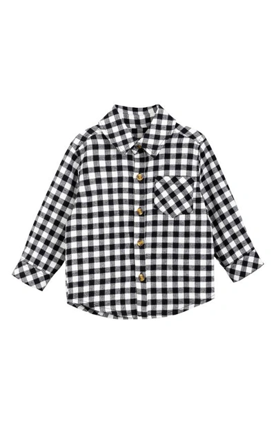 Shop Miles The Label Gingham Check Organic Cotton Flannel Shirt In 900 Black