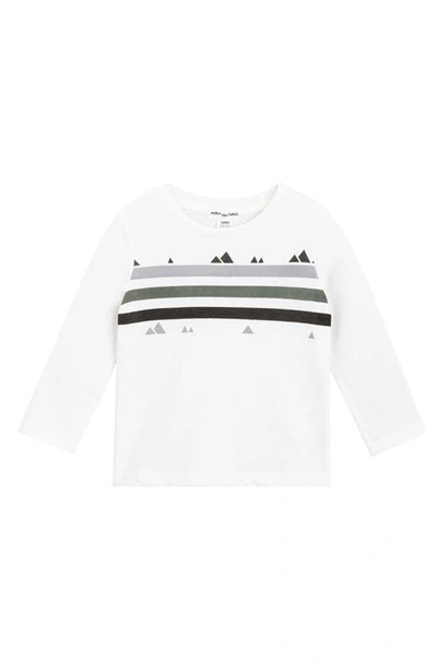 Shop Miles The Label Mountain Horizon Stripe Organic Cotton T-shirt In 101 Off White