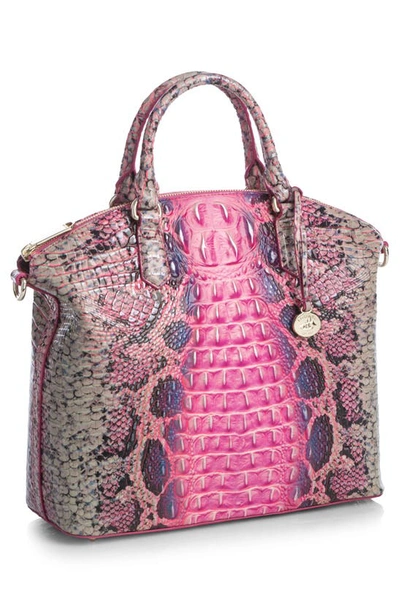 Shop Brahmin Large Duxbury Croc Embossed Leather Satchel In Pink Cobra
