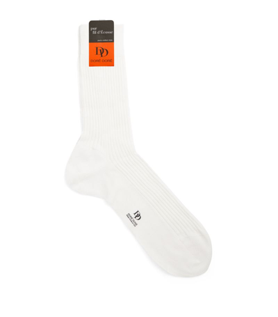 Shop Dore Dore Cotton Rib-knit Socks In White