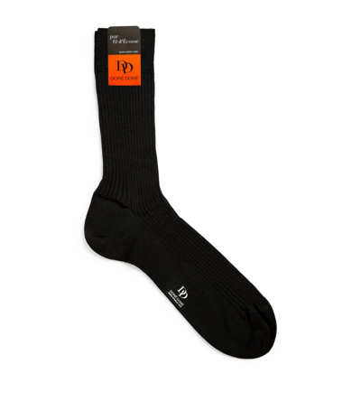 Shop Dore Dore Cotton Rib-knit Socks In Black