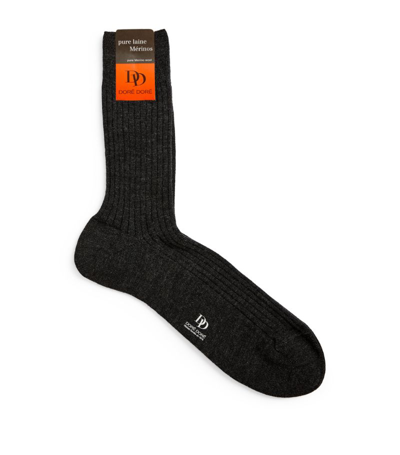 Shop Dore Dore Wool Rib-knit Socks In Grey