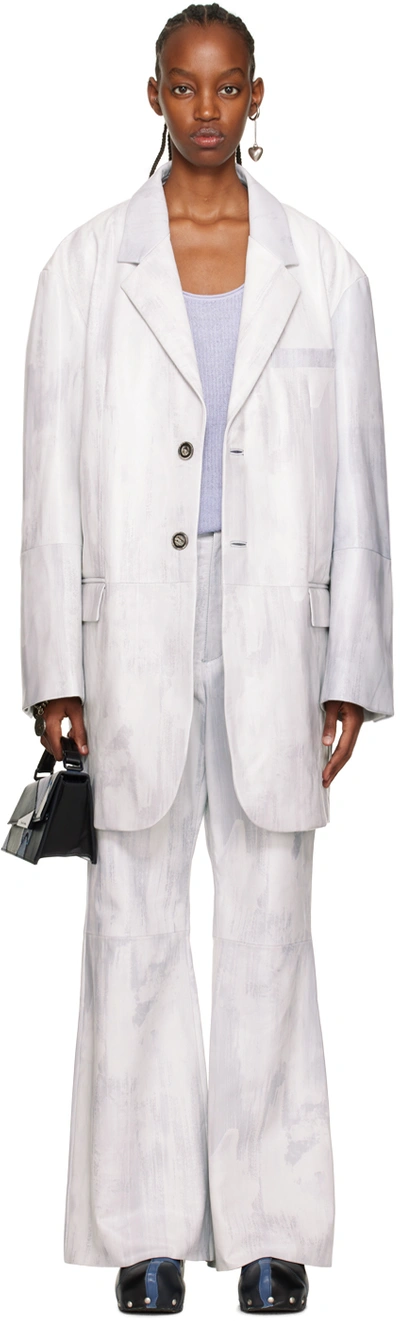 Shop Acne Studios Ssense Exclusive White Lambskin Jacket In Cold White